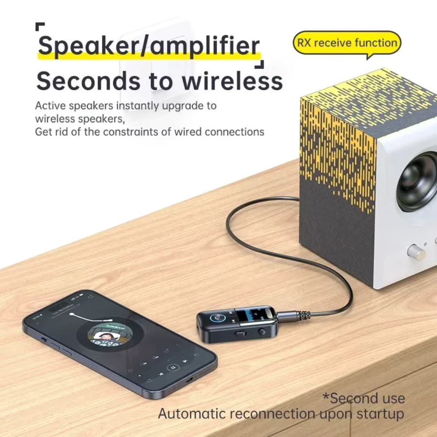 VIKEFON GT69 Bluetooth 5.4 Empfänger und Sender 4-in-1 Audio-Adapter in Schwarz für Auto, TV und PC mit HiFi-Sound und TF-Karten-Wiedergabe - Bild 3