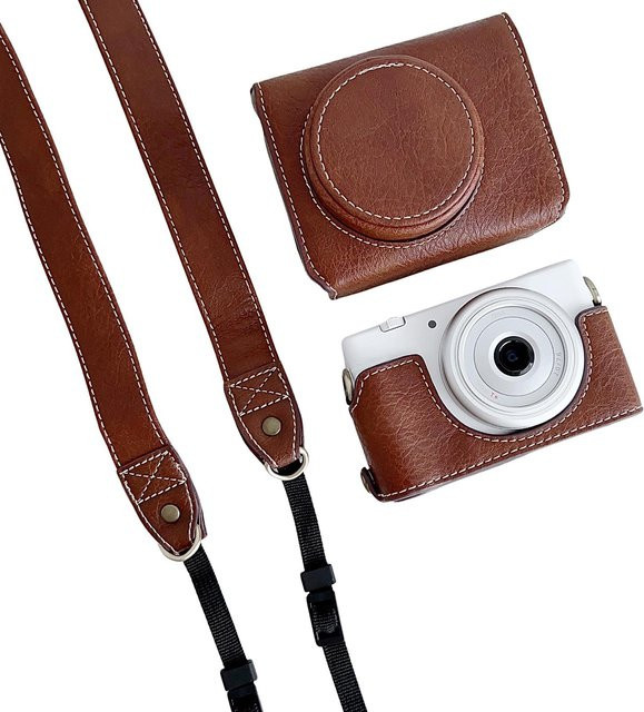 Sony Kameratasche aus PU-Leder mit abnehmbarem Schultergurt für ZV1 F und ZV1M2, Braun - Bild 1