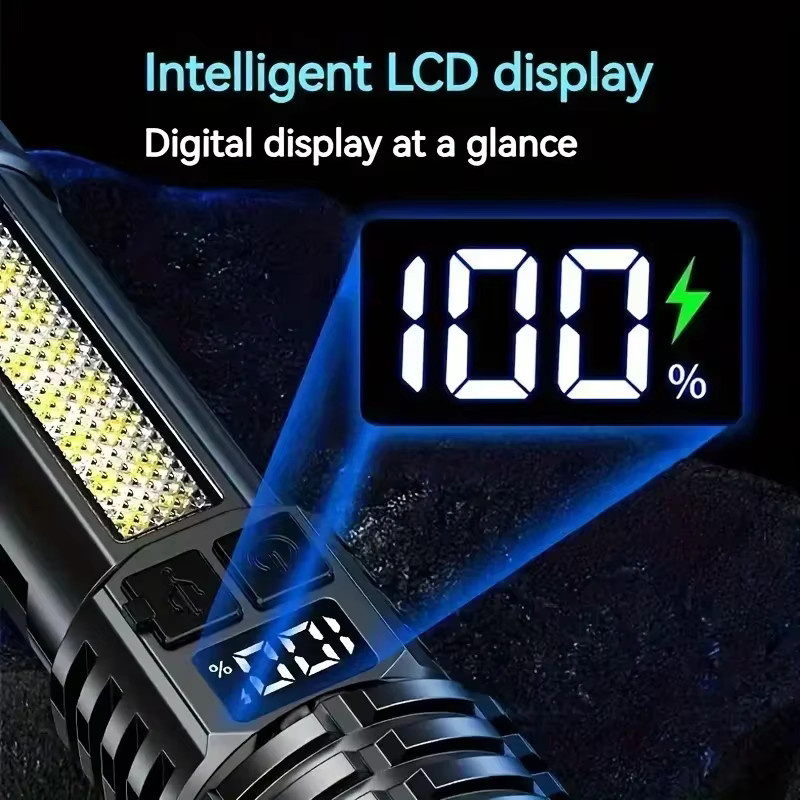 Heinast LED Taschenlampe in Schwarz mit USB-Ladefunktion und Seitenlicht für Outdoor, Camping und Wandern - Bild 2
