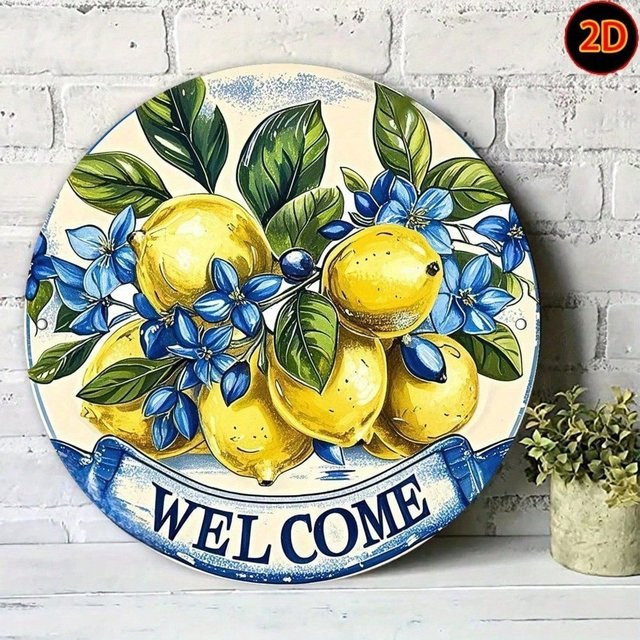 CIFBUY Vintage Bauernhaus Wandkunst-Schild aus Aluminium mit floralem Design, rund, Mehrfarbig, Durchmesser: 20 cm - Bild 1