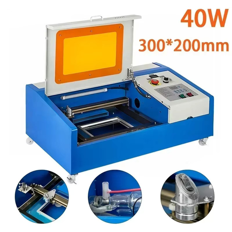 VEVOR CO2-Lasergravurgerät 40W mit USB-Anschluss und CorelDraw-Kompatibilität für die Handwerksverarbeitung in Blau, Arbeitsbereich: Breite: 30 cm, Tiefe: 20 cm - Bild 2