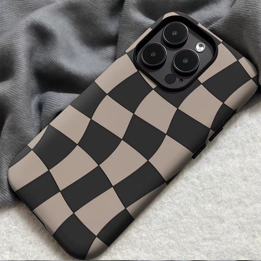 Potdemiel Handyhülle mit welligem Checker-Design für iPhone 11 bis iPhone 17 Pro Max Plus, mehrfarbig, doppellagige Rückseite - Bild 5