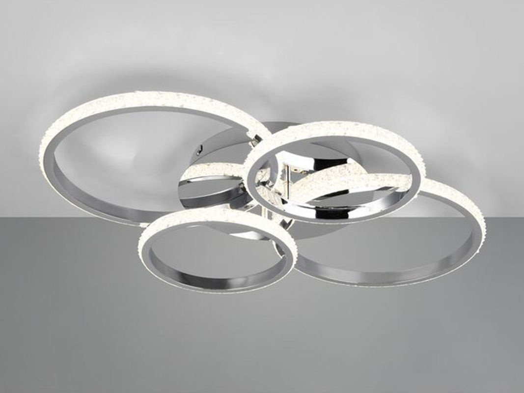 Reality Leuchten LED-Deckenleuchte CIRES in Chrom mit 4 schwenkbaren Ringen, kaltweiß 4000K, dimmbar, B/H/L: 8,5 x 49,5 x 65,5 cm - Bild 4