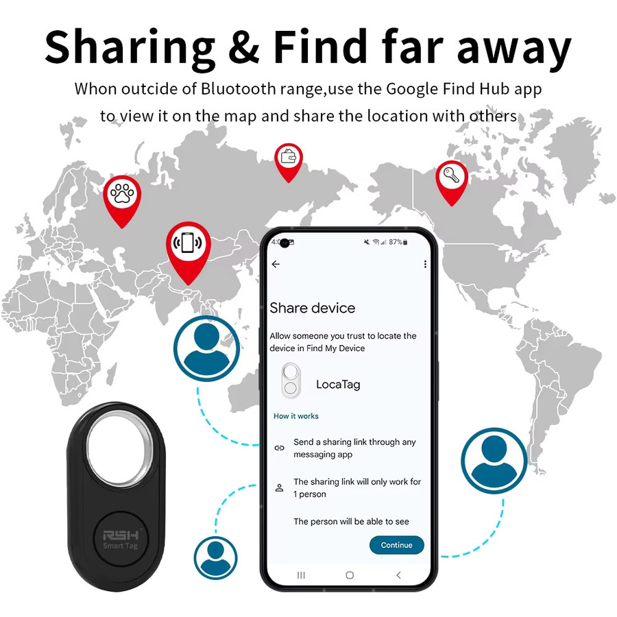 Android Smart Tag Tracker in Schwarz für Google Find My Device App zur Verlustprävention für Pixel und Motorola - Bild 5