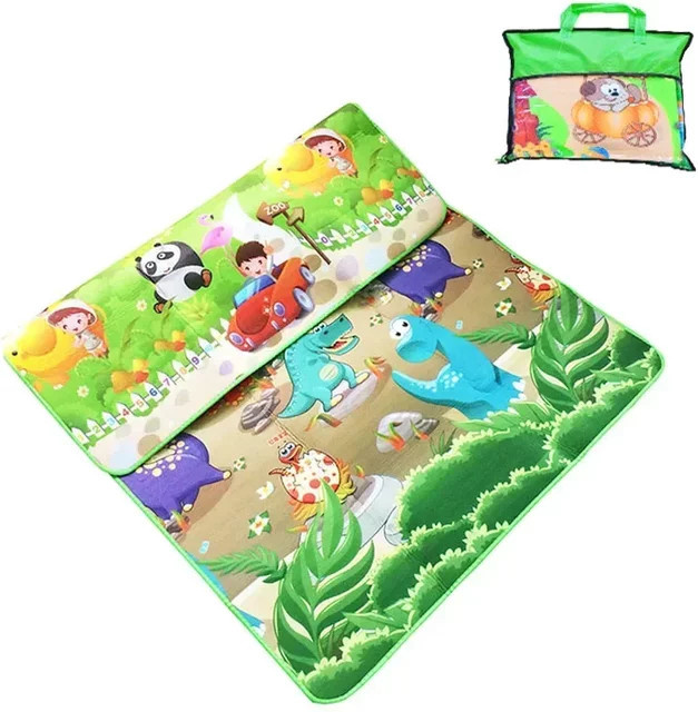 Doppelseitige Baby-Spielmatte mit Dinosaurier-Motiv in Multicolour, weicher Kinderteppich für das Spielzimmer, B/T/H: 180 x 120 x 0,3 cm - Bild 1