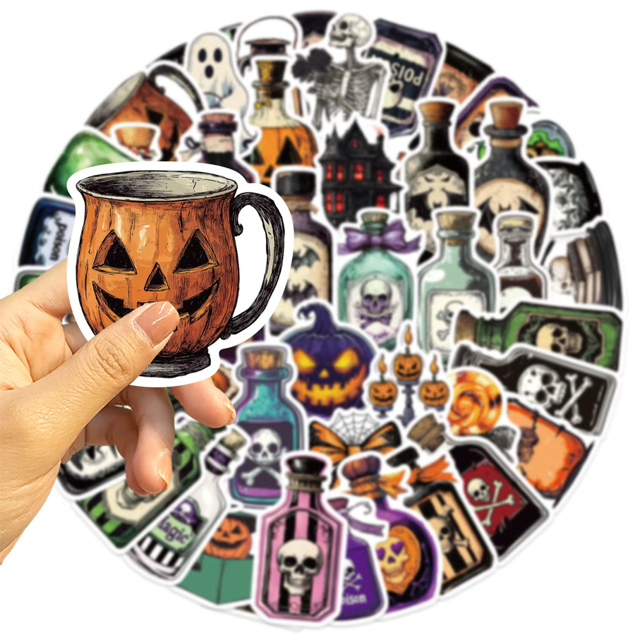 52 Stück Halloween Zaubertrank Cartoon Graffiti Aufkleber wasserfest in Multicolour von MRJIAANGSON für Laptop, Telefon und Koffer - Bild 4