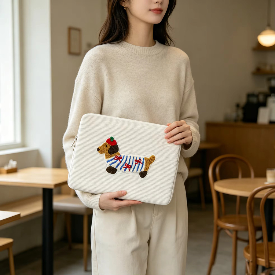 ValueWin Laptop-Hülle für 14 Zoll Notebooks, weich gepolsterte Tragetasche, Beige - Bild 3