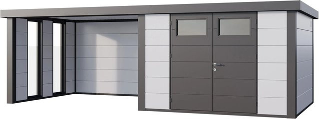 Telluria Gerätehaus Classico in Weiß mit Lounge L Links und Fenster, B/H/T: 662 x 219 x 318 cm - Bild 1
