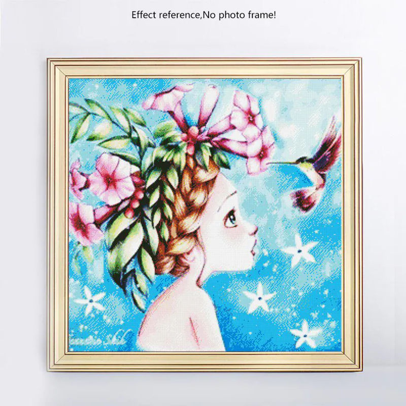 FIYO Diamond Painting Set Motiv Schönes Mädchen in Rot, Mosaik Stickerei mit Strass Steinen, B/H: 30 x 30 cm - Bild 2