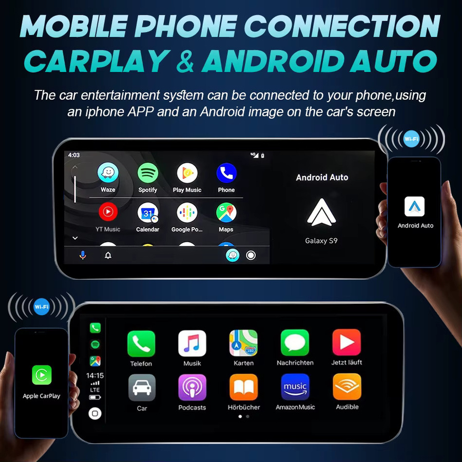 Nunoo Multimedia-Navigationssystem für Mercedes-Benz S-Klasse W221 (2006-2013) mit kabellosem CarPlay, Android Auto, GPS, 4G, WLAN und DSP in Schwarz - Bild 3