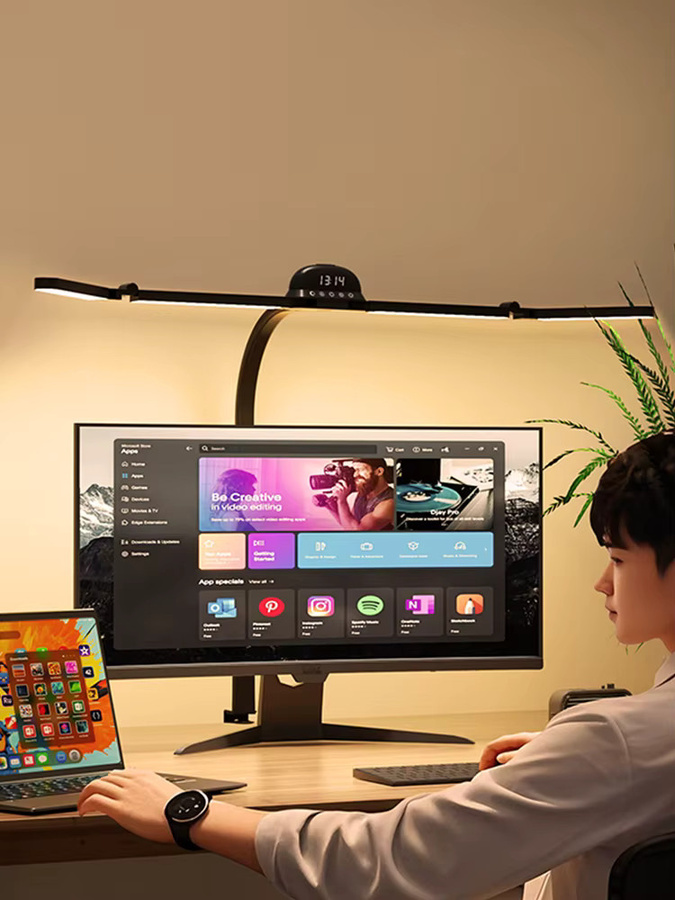 LINYILIGHT LED Monitor Lampe Schwarz mit Dimmen und Touch-Steuerung für Home Office und professionelle Aufgaben - Bild 7