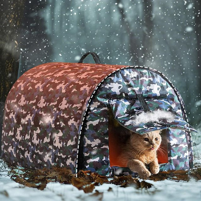 Wetterfestes und isoliertes Katzenhaus von Pet Products My als faltbares Haustierzeltnest für draußen in Mehrfarben - Bild 1