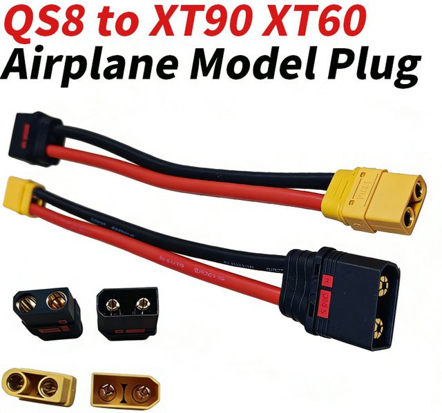 DIVEDEER Konvertierungsverbindungskabel 10AWG XT90/XT60 zu QS8 Adapter mit Anti-Spark-Funktion, Länge: 10 cm - Bild 1