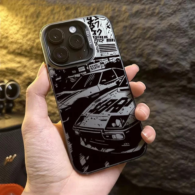 Modische iPhone Schutzhülle mit Silber Galvanisierung und Auto-Druck für iPhone 16 15 14 13 12 11 Pro Max und weitere Modelle, Farbe: Silber/Schwarz - Bild 1