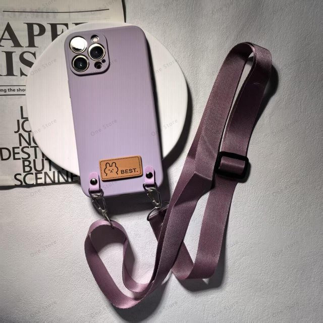 Motorola Moto Edge 60 Fusion 60Pro 60S & Edge 50 NEO Schutzhülle aus weichem Flüssigsilikon mit Lanyard Umhängekette in Purple - Bild 1