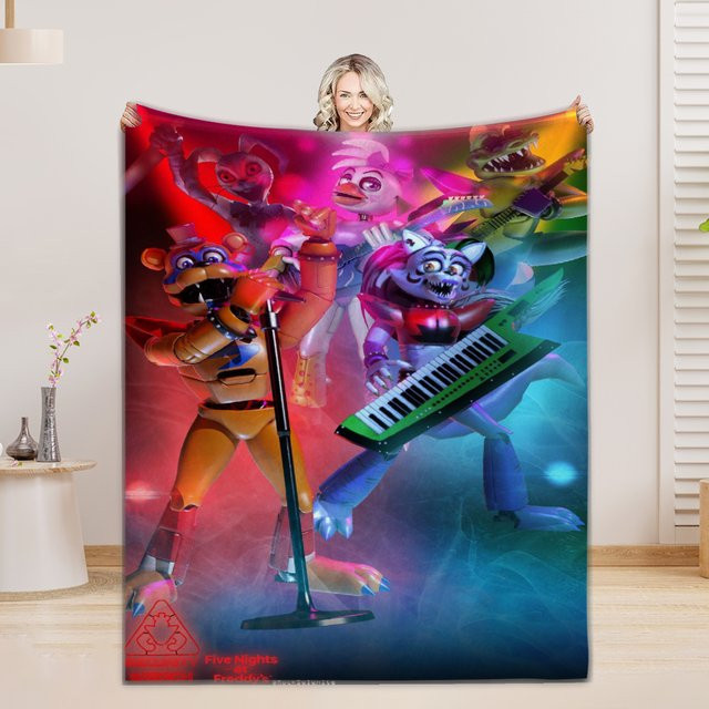 FNAF Flanelldecke mit Freddy-Aufdruck, weiche und warme Überwurfdecke für Kinder, Multicolor - Bild 1
