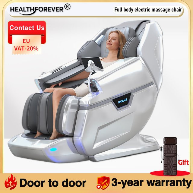 HEALTHFOREVER Luxuriöser Schall-Massagesessel mit Zero Gravity Ganzkörper-Massage und Touchscreen, Modell 2026, Farbe: Weiß - Bild 1