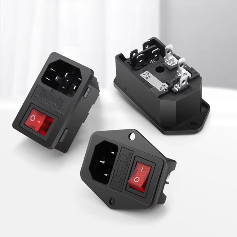 C13 C14 Steckdose für Computermontage, 3-polig, IEC320, mit LED-Wippschalter, Messing, 10 A, 250 V, Schwarz mit USB-C Anschluss - Bild 4