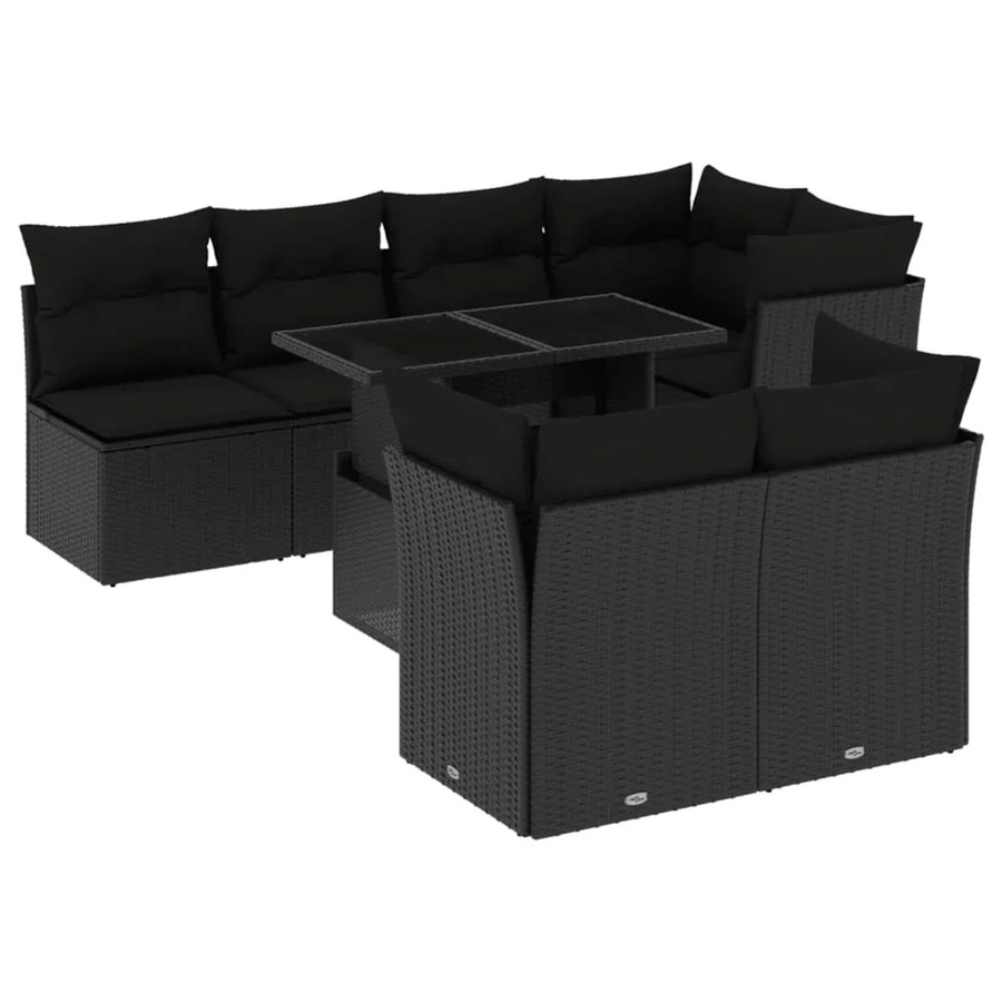 vidaXL 8-teilige Garten-Sofagarnitur aus Poly-Rattan mit Kissen in Schwarz - Bild 2