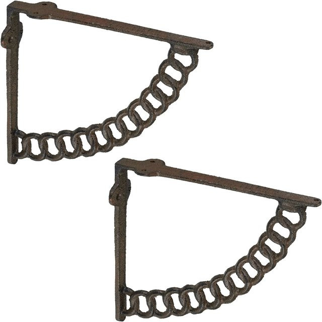 Relaxdays Regalträger 2er Set Ketten Design aus Gusseisen in Braun, B/T/H: 17,5 x 4 x 21 cm - Bild 1