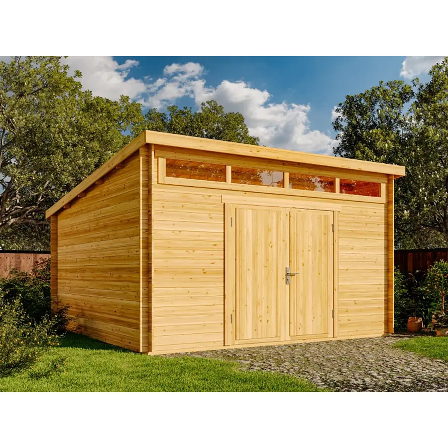 Alpholz Gartenhaus Maria-Viva28 Pultdach mit Imprägnierung in Pinie, Farbe Braun, B: 449 cm, T: 427 cm, H: 245 cm - Bild 2