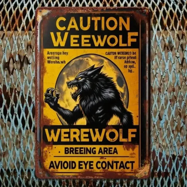 CIFBUY Vintage Eisen-Schild Werwolf-Zuchtbereich als dekorative Wandtafel für Halloween und Innen- sowie Außenbereiche - Bild 1
