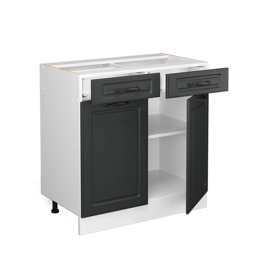 Vicco Küchenunterschrank R-Line Landhausstil in Anthrazit und Weiß mit Eiche-Optik, B/T/H: 80 x 60 x 81,6 cm - Bild 2