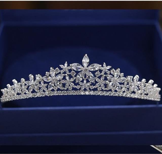 Wucifang Jewelry Tiara, Zirkonia, Silber, Damen, 14 cm - Bild 1