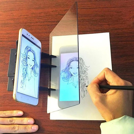 Tragbares optisches Kopierbrett zum Abzeichnen und Nachahmen mit Projektionsbildschirm für Tablets in Schwarz und Transparent
