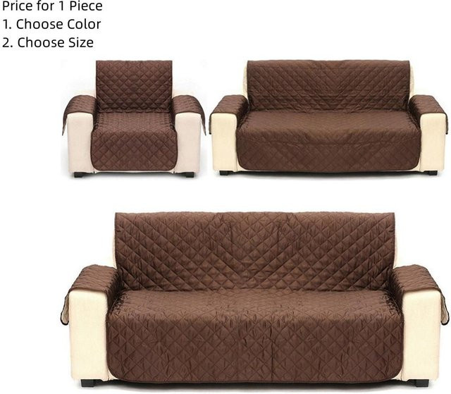 Wasserdichter Sofabezug in Braun für 1-, 2- und 3-Sitzer, staubdichter und fleckenresistenter Couch-Schonbezug für Haustiere und Kinder, B/B: 170 x 235 cm - Bild 1
