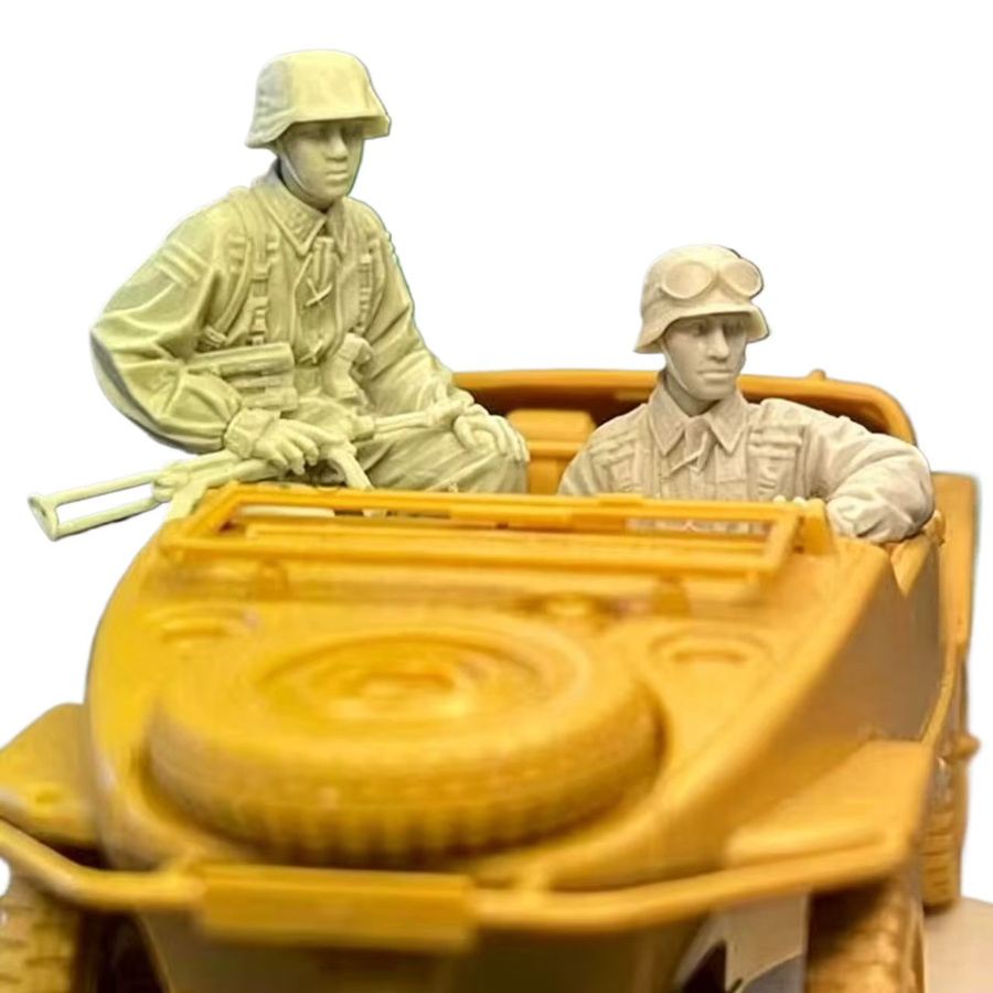 BAANFU Harzfiguren-Bausatz, Szenenauto, Soldat, 2 Personen, Maßstab 1:35 - Bild 3