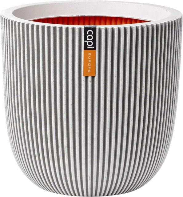 Blumentopf Groove Kugel von Aplanta in Elfenbein, Durchmesser: 35 cm - Bild 1