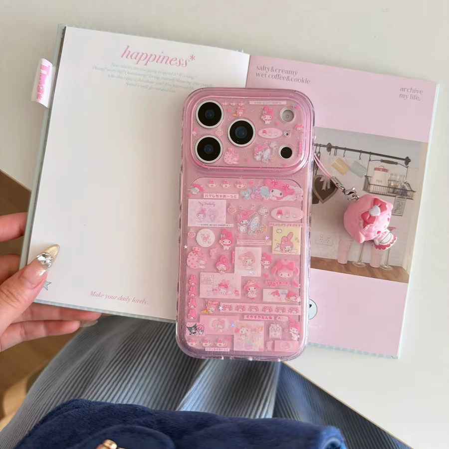 Sanrio Handyhülle Kollagen-Melodie in Pink für iPhone 17 Pro, 16 Pro Max, 15 Pro, stoßfeste Schutzhülle mit Doppelschicht-Design - Bild 2