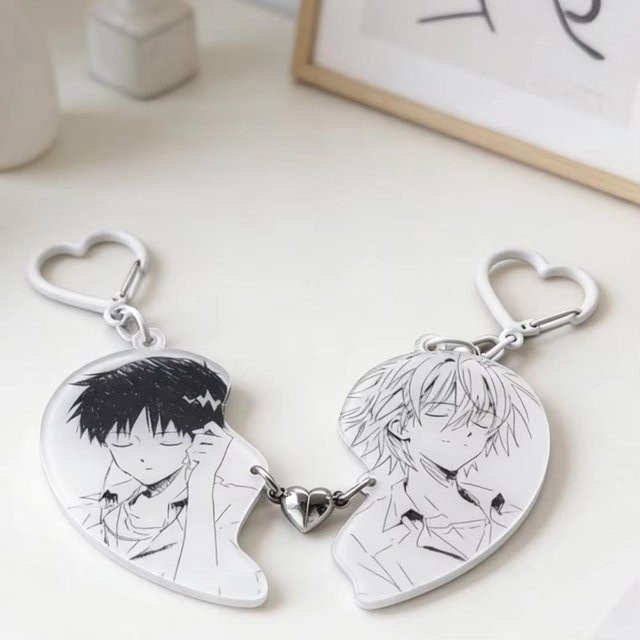 Schlüsselanhänger-Set Anime Shinji Kaworu, Acryl, Unisex, White - Bild 1