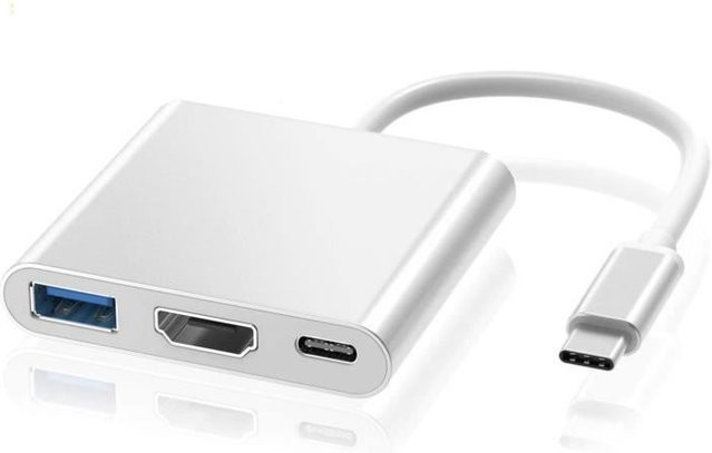 Generisch USB-C auf HDMI Adapter mit USB 3.0 und Ladefunktion in Silber, 4K UHD - Bild 1