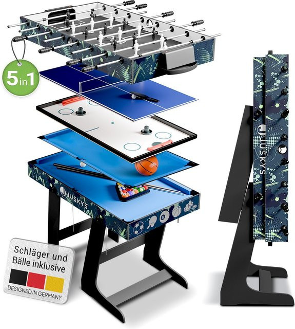 Juskys Ballzauber 5 in 1 Spieltisch klappbar mit Tischtennis, Kicker, Billard, Hockey & Basketball - Bild 1