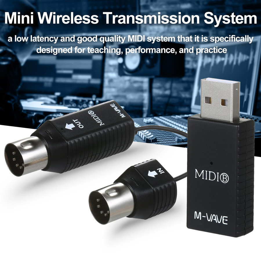 M-VAVE MS1 Mini-Funkübertragungssystem MIDI-Funkadapter mit USB-C Plug-and-Play in Schwarz - Bild 6