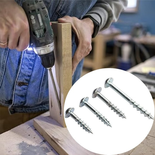 Wnew 100 Stück verzinkte Phillips-Taschenlochschrauben ST4 selbstschneidende Holzschrauben aus Stahl in Silber - Bild 1