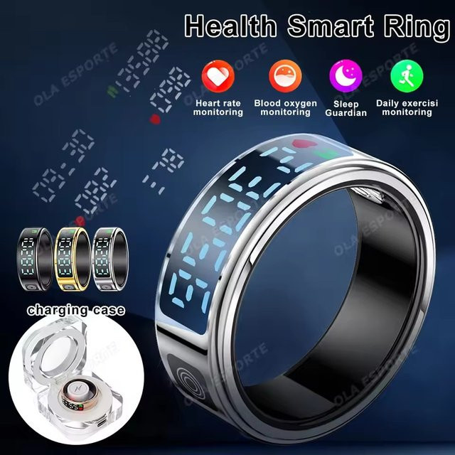 Ola Esporte SR08 Smart Ring mit LED-Display für Damen und Herren in Silber mit Herzfrequenz- und Blutsauerstoffmessung sowie 5ATM Wasserdichtigkeit - Bild 1