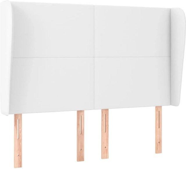 vidaXL Kopfteil mit Ohren in Weiß aus Kunstleder, B/T/H: 147 x 23 x 118 cm - Bild 1