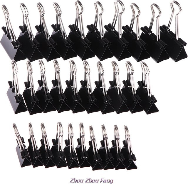 10er Set schwarze Metall Binder Clips für Büro und Notizen - Bild 1