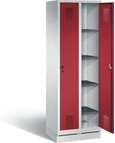 C+P Wäsche-Spind Evolo mit Front in Rubinrot und Korpus in Lichtgrau, H: 180 cm, B: 61 cm, T: 50 cm - Bild 1