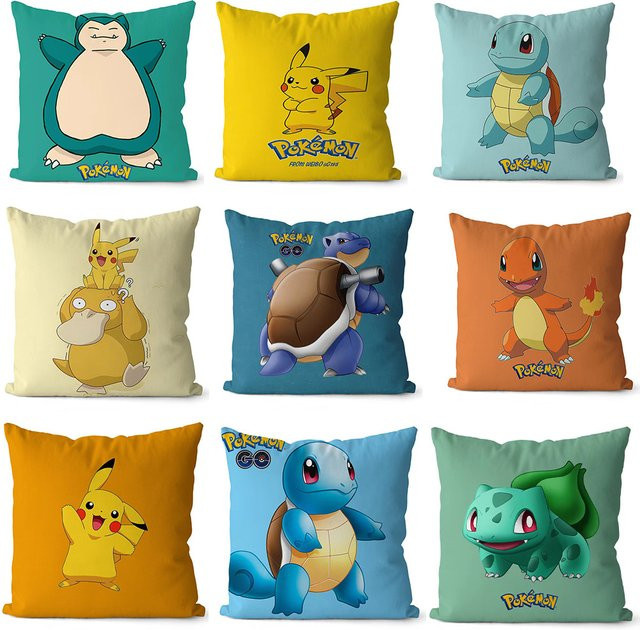Pokemon Anime Plüsch Kissenbezug mit Pikachu, Charmander und Psyduck, B/B/B: 45 x 45 x 45 cm - Bild 1