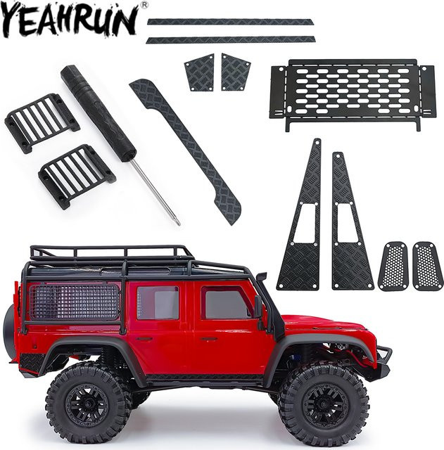 YEAHRUN Defender Metall-Unterfahrschutz Seitenschweller Ansauggitter Verkleidung Hecktür 1/18 RC Crawler Teile - Bild 1