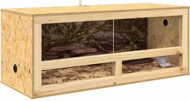 Yiwydaa Terrarium aus OSB-Holz und Glas in Braun, B/T/H: 100 x 40 x 40 cm - Bild 1