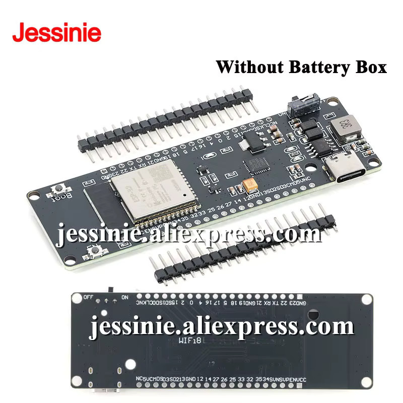 Jessinie ESP32 Entwicklungsboard mit WiFi und Bluetooth, inklusive 18650 Batteriehalter, schwarze Industriesteuerungsplatine zur Evaluierung - Bild 3