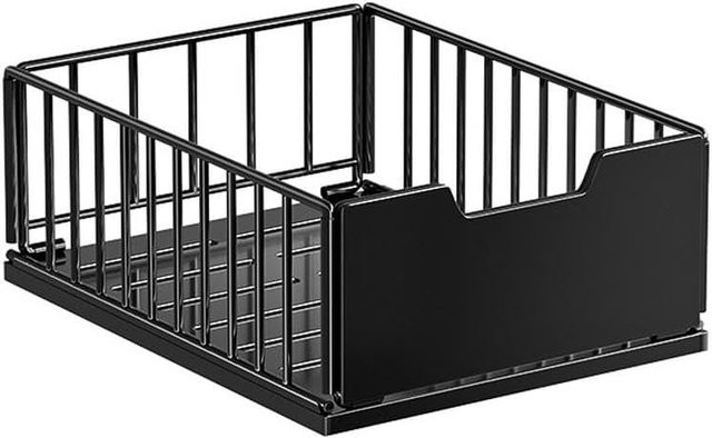 Garvee Metall Auszugsschrank-Organizer Schwarz, Ausziehbare Schublade für Küchen- und Badezimmerschränke, B/T/H: 40,0 x 30,0 x 11,0 cm - Bild 1