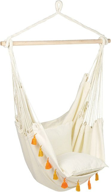 Beliani Hängesessel Egg im Boho-Stil in Beige und Orange, B/T/H: 55 x 96 x 125 cm - Bild 1