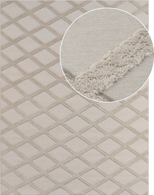 Waschbarer Teppich Utah in Creme mit Rautenmuster, B/B: 120 x 160 cm - Bild 1