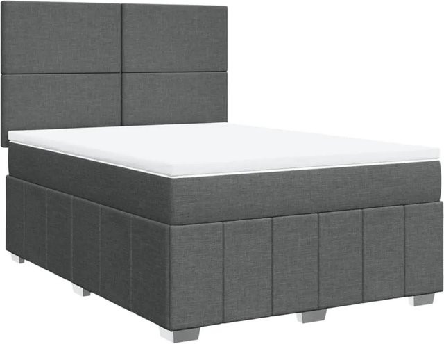 vidaXL Boxspringbett mit Matratze Hybrid-Design in Grau, B/T: 140 x 190 cm - Bild 1